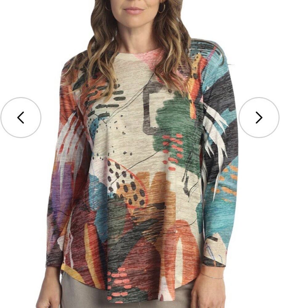 Jess Jane Montecito Top 3/4 Sleeves Lagenlook Art To Wear Size Small